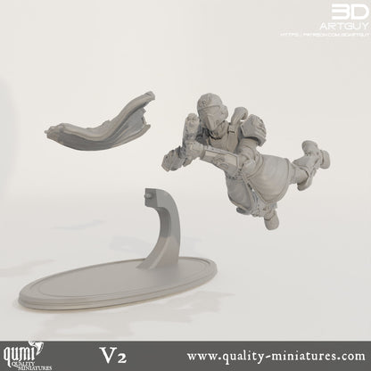 Super Earth Hero Diving - 32mm Tabletop RPG Mini - Qumi - 3D ArtGuy Quality Miniatures - Qumi