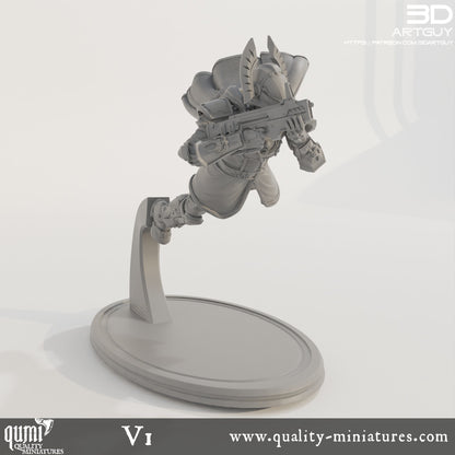 Super Earth Hero Diving - 32mm Tabletop RPG Mini - Qumi - 3D ArtGuy Quality Miniatures - Qumi