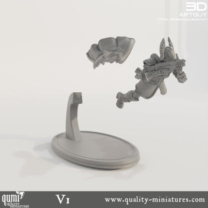 Super Earth Hero Diving - 32mm Tabletop RPG Mini - Qumi - 3D ArtGuy Quality Miniatures - Qumi