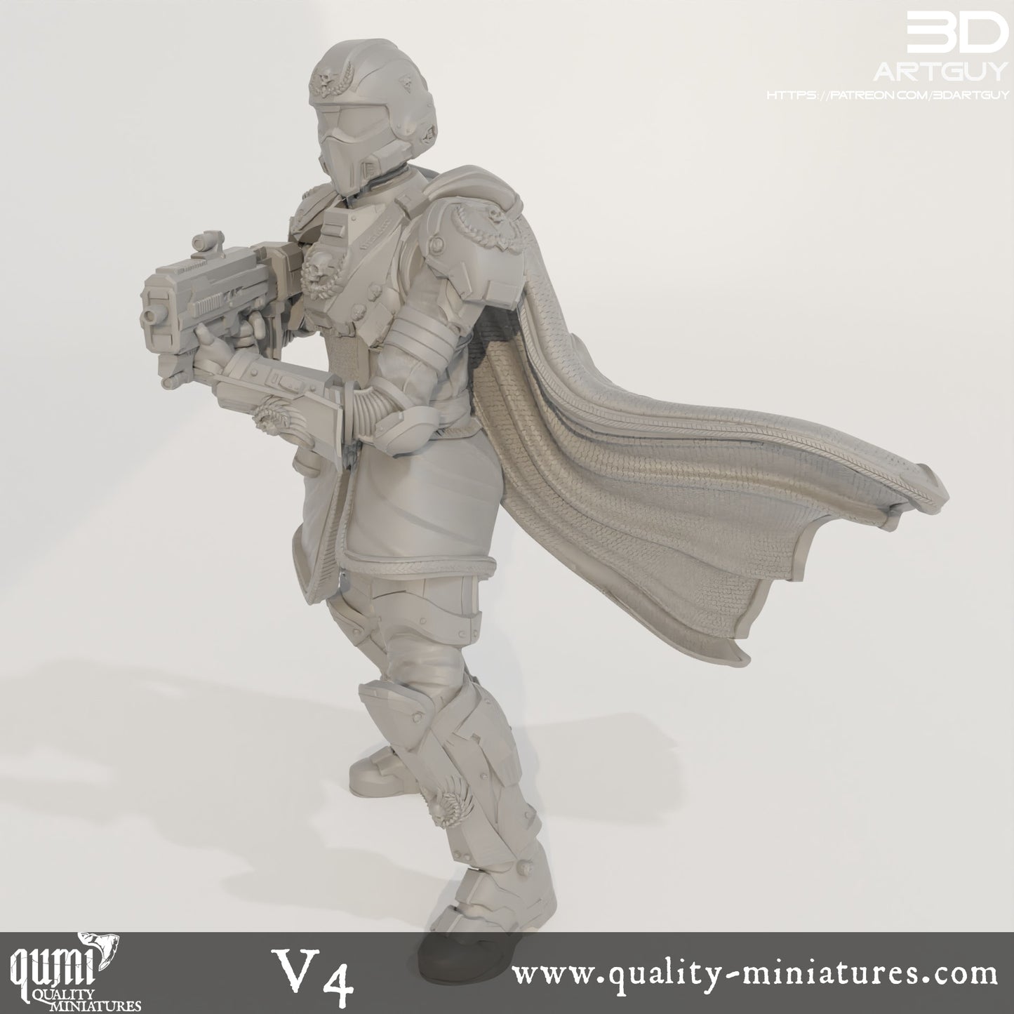 Super Earth Hero Shooting - 32mm Tabletop RPG Mini - Qumi - 3D ArtGuy Quality Miniatures - Qumi