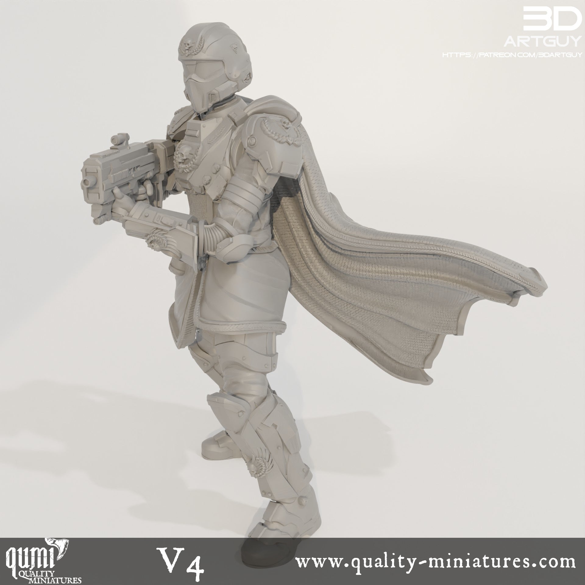 Super Earth Hero Shooting - 32mm Tabletop RPG Mini - Qumi - 3D ArtGuy Quality Miniatures - Qumi