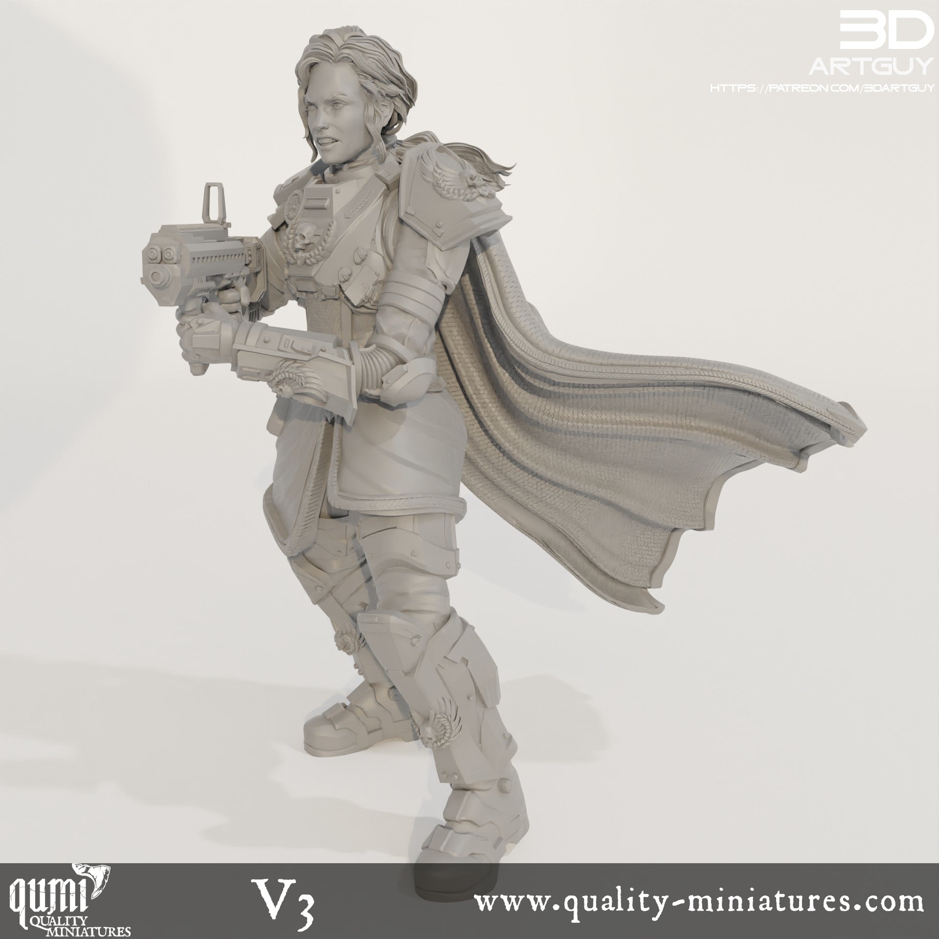 Super Earth Hero Shooting - 32mm Tabletop RPG Mini - Qumi - 3D ArtGuy Quality Miniatures - Qumi