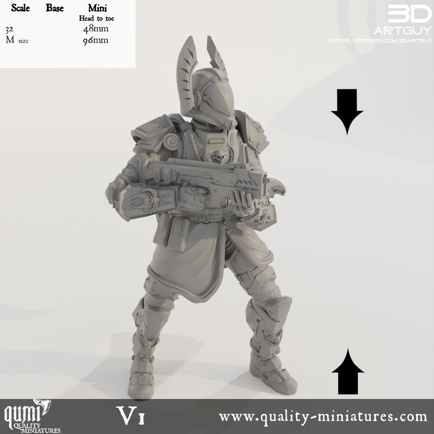 Super Earth Hero Shooting - 32mm Tabletop RPG Mini - Qumi - 3D ArtGuy Quality Miniatures - Qumi