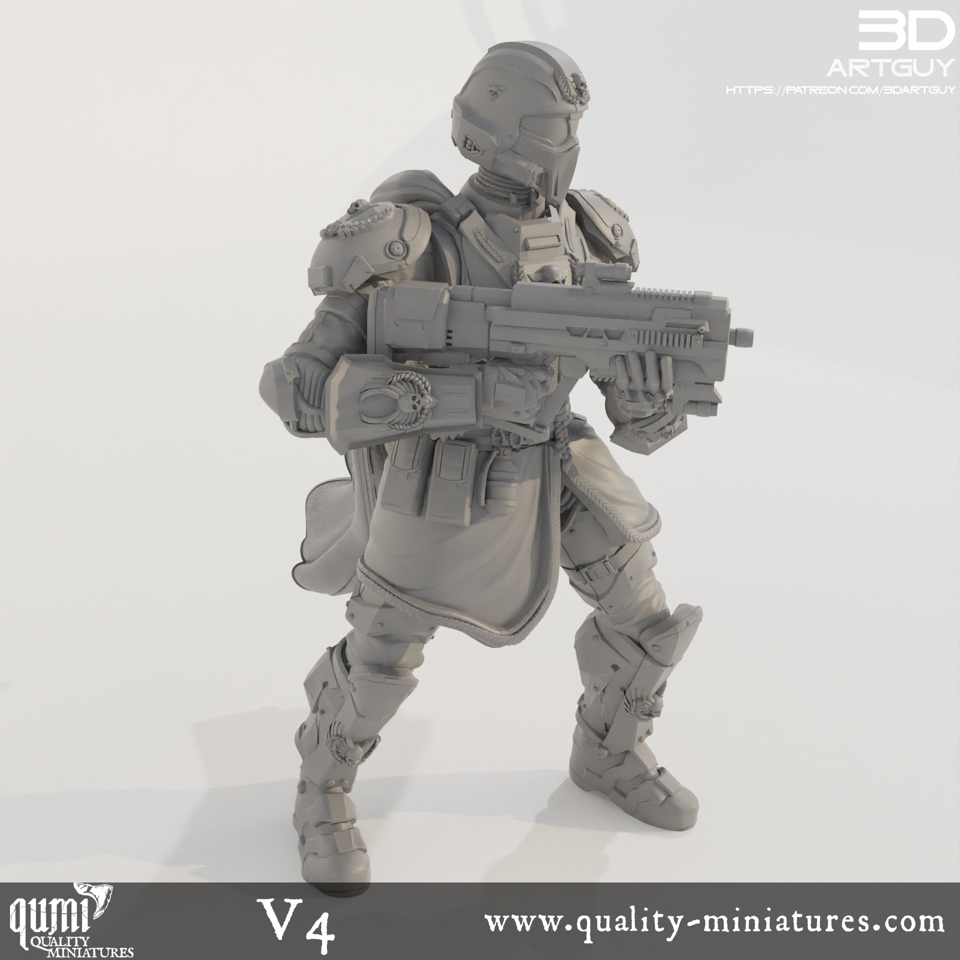 Super Earth Hero Shooting - 32mm Tabletop RPG Mini - Qumi - 3D ArtGuy Quality Miniatures - Qumi