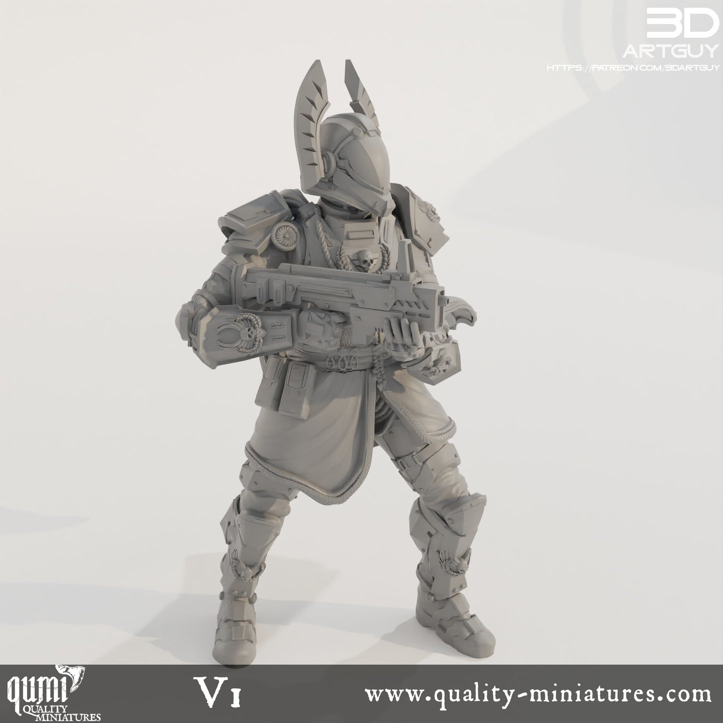 Super Earth Hero Shooting - 32mm Tabletop RPG Mini - Qumi - 3D ArtGuy Quality Miniatures - Qumi