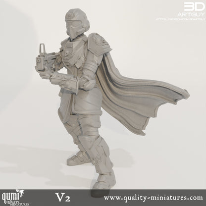 Super Earth Hero Shooting - 32mm Tabletop RPG Mini - Qumi - 3D ArtGuy Quality Miniatures - Qumi