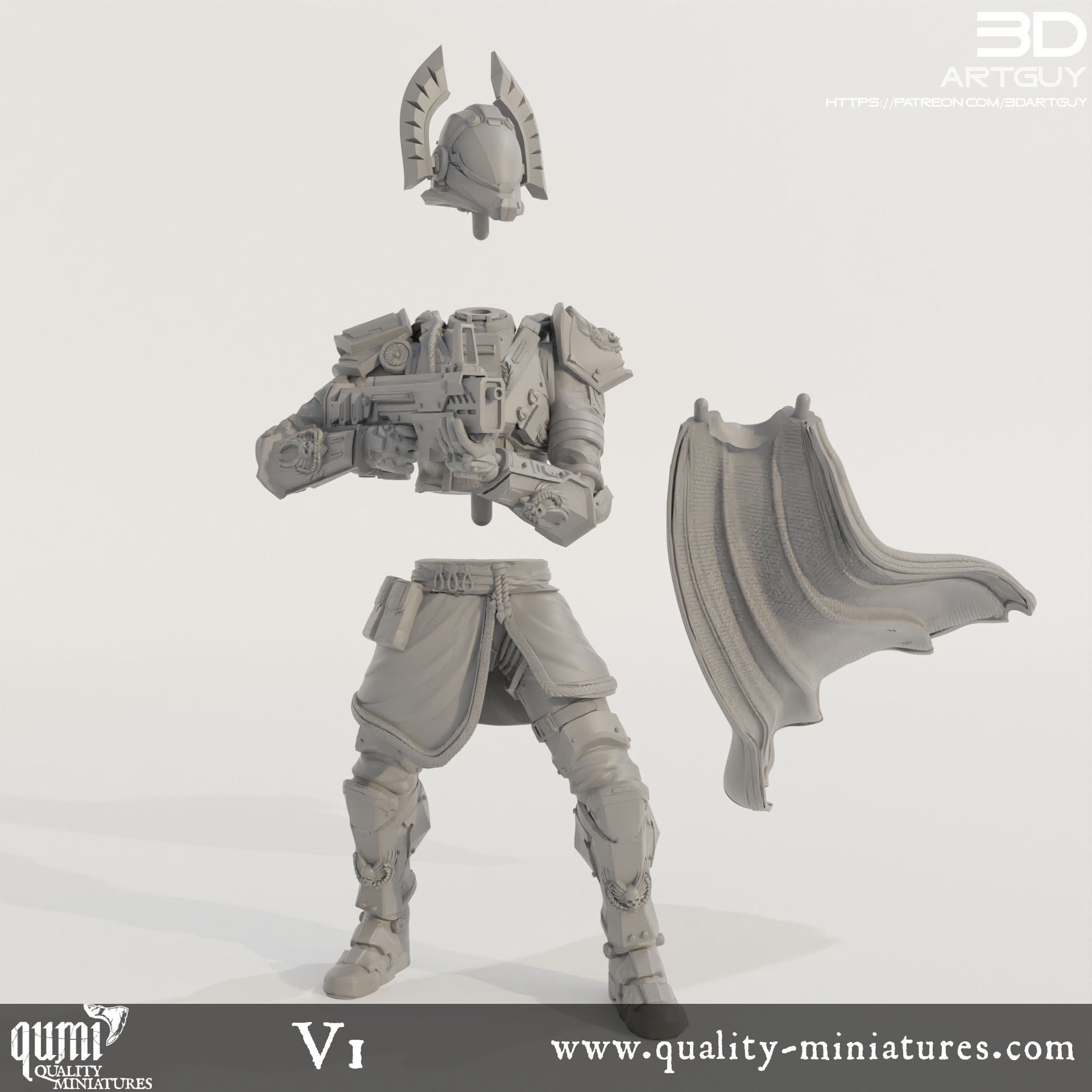 Super Earth Hero Shooting - 32mm Tabletop RPG Mini - Qumi - 3D ArtGuy Quality Miniatures - Qumi