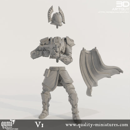 Super Earth Hero Shooting - 32mm Tabletop RPG Mini - Qumi - 3D ArtGuy Quality Miniatures - Qumi