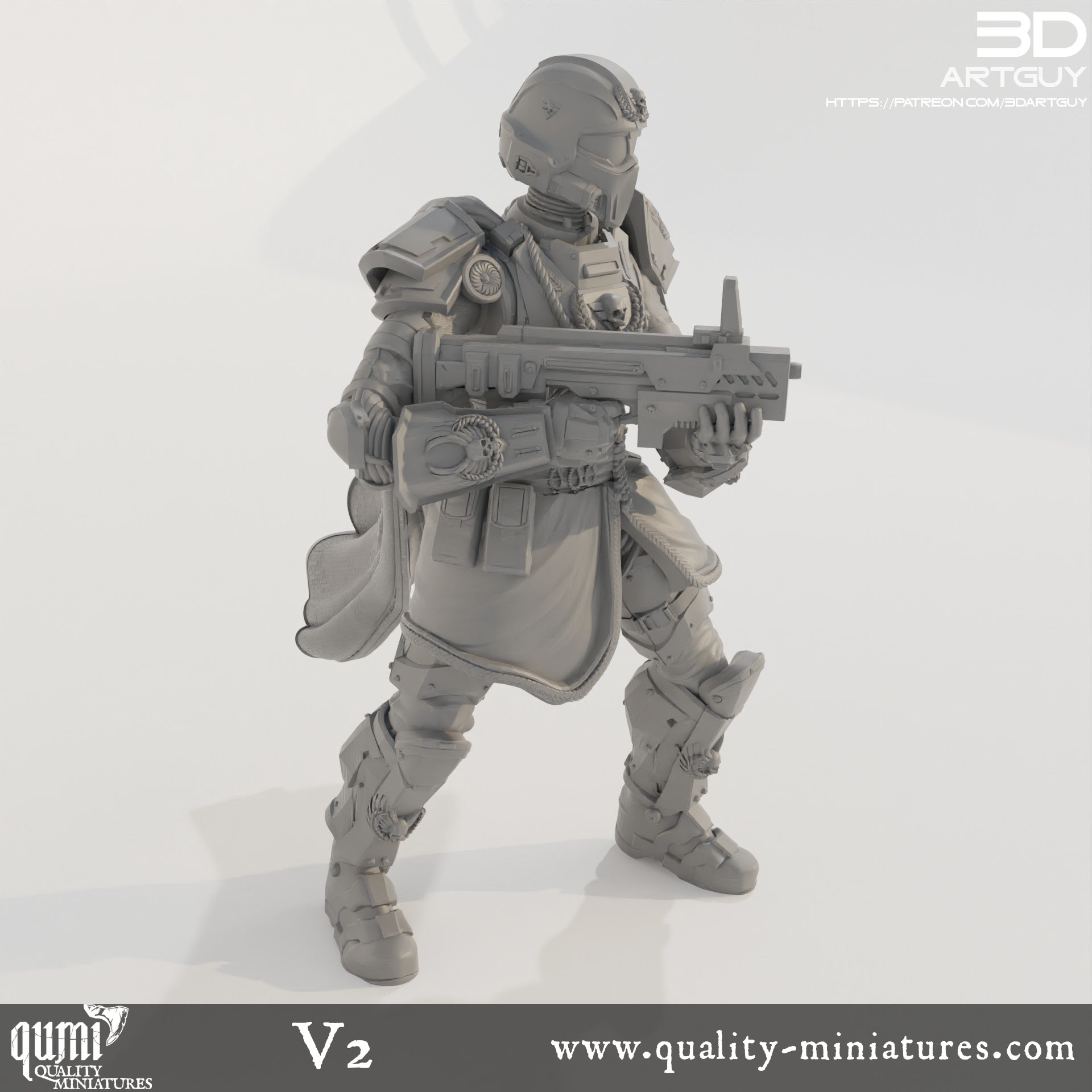 Super Earth Hero Shooting - 32mm Tabletop RPG Mini - Qumi - 3D ArtGuy Quality Miniatures - Qumi