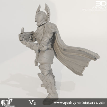 Super Earth Hero Shooting - 32mm Tabletop RPG Mini - Qumi - 3D ArtGuy Quality Miniatures - Qumi