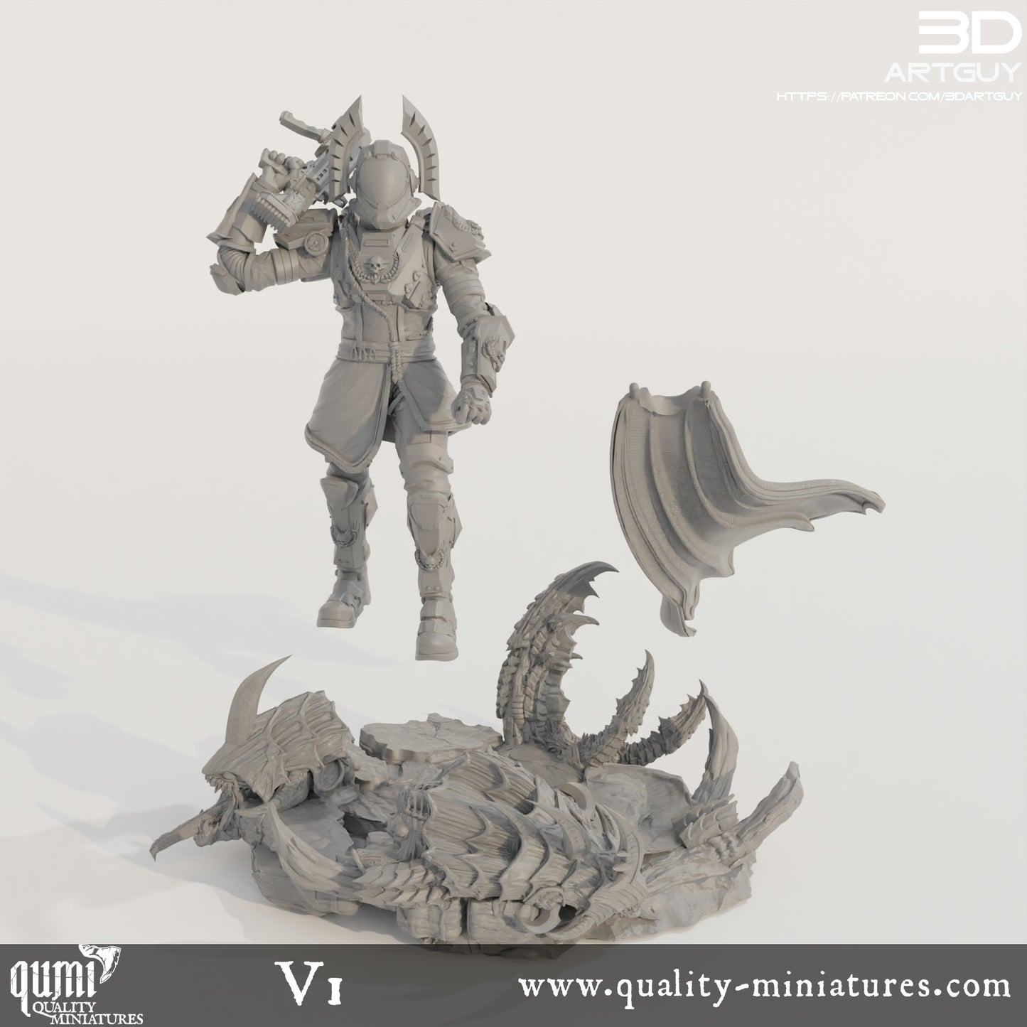 Super Earth Hero Walking - 32mm Tabletop RPG Mini - Qumi - 3D ArtGuy Quality Miniatures - Qumi