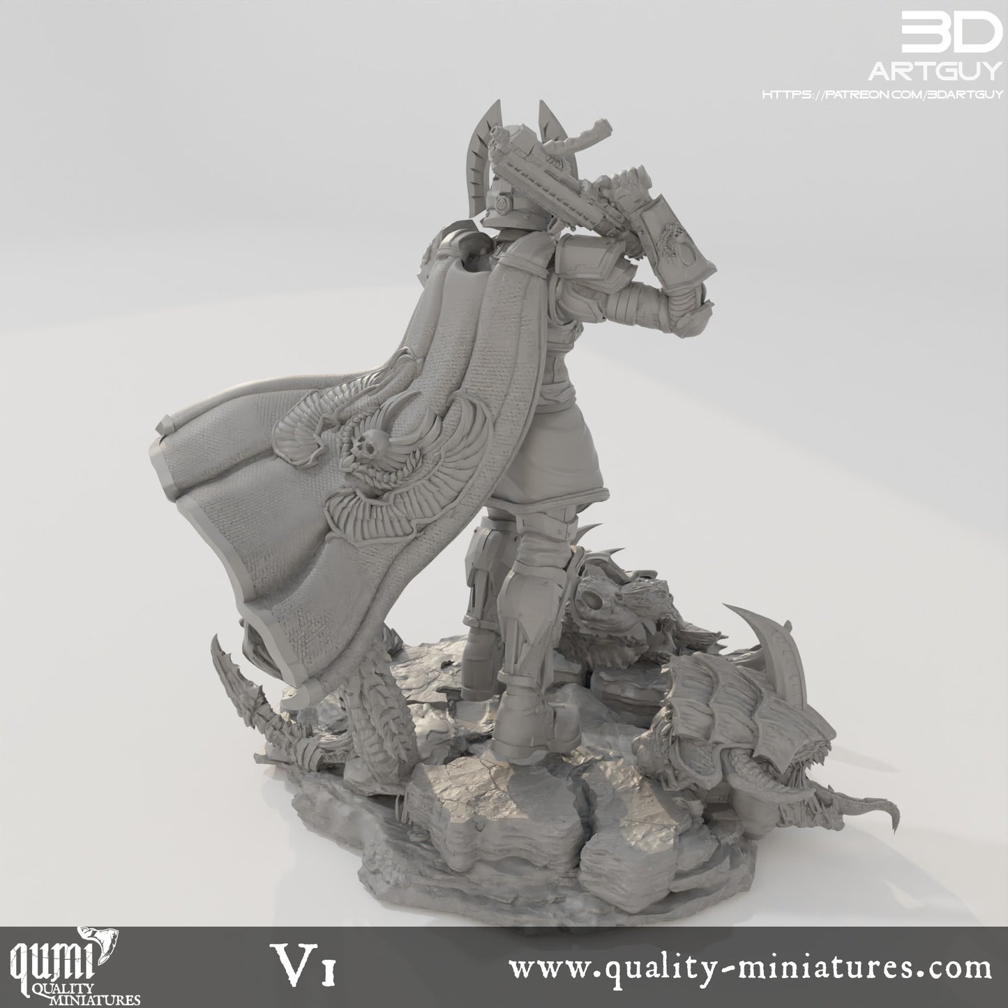 Super Earth Hero Walking - 32mm Tabletop RPG Mini - Qumi - 3D ArtGuy Quality Miniatures - Qumi