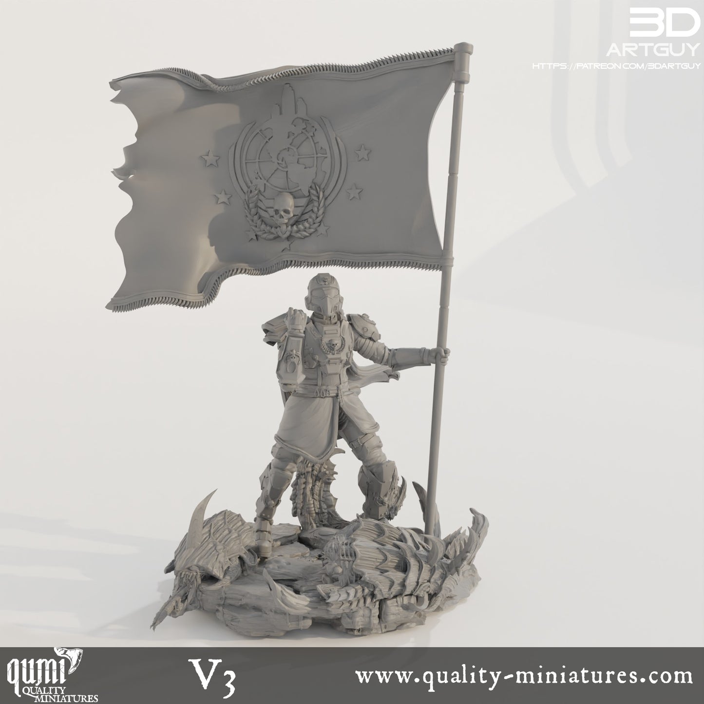 Super Earth Hero Walking - 32mm Tabletop RPG Mini - Qumi - 3D ArtGuy Quality Miniatures - Qumi