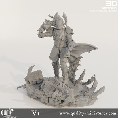 Super Earth Hero Walking - 32mm Tabletop RPG Mini - Qumi - 3D ArtGuy Quality Miniatures - Qumi