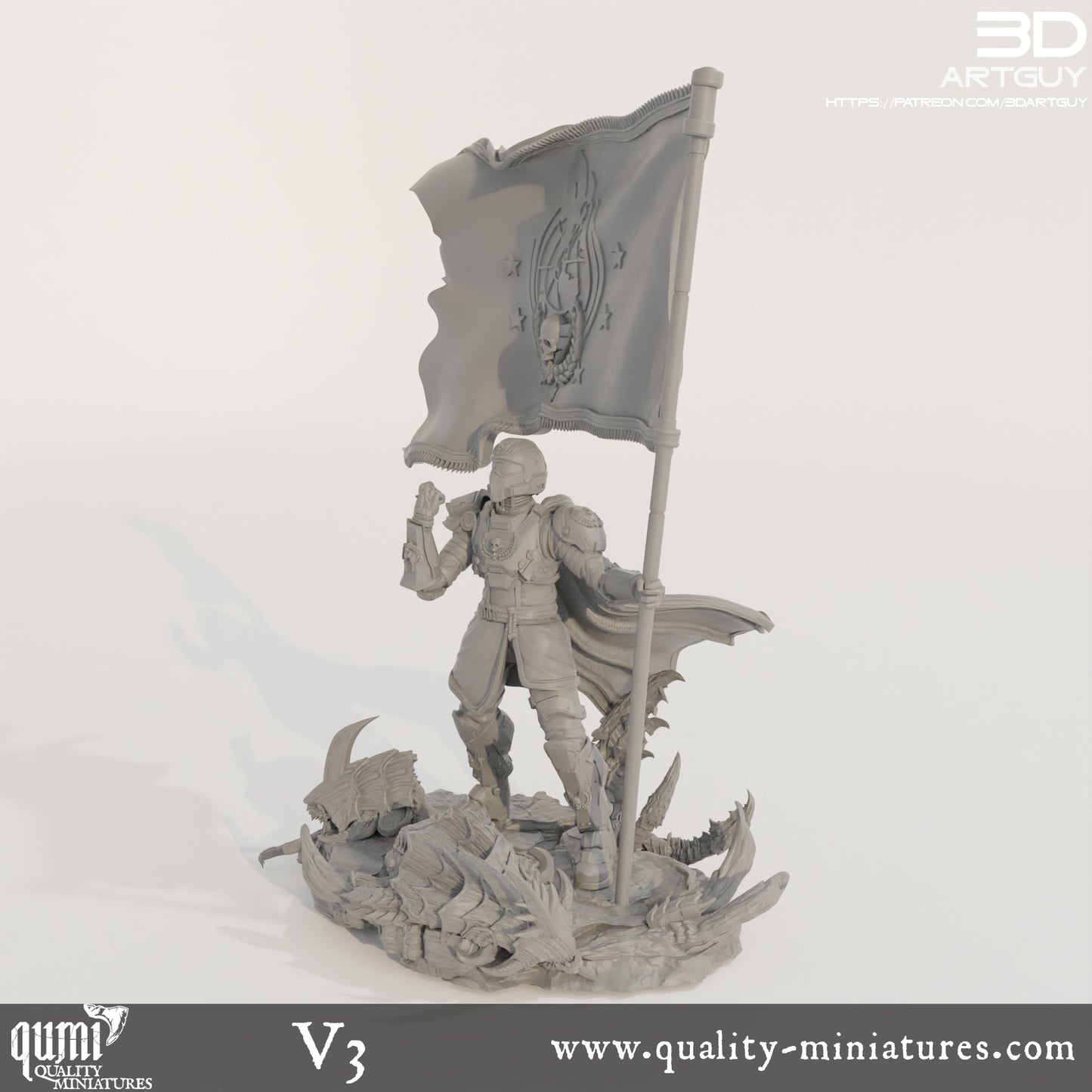 Super Earth Hero Walking - 32mm Tabletop RPG Mini - Qumi - 3D ArtGuy Quality Miniatures - Qumi