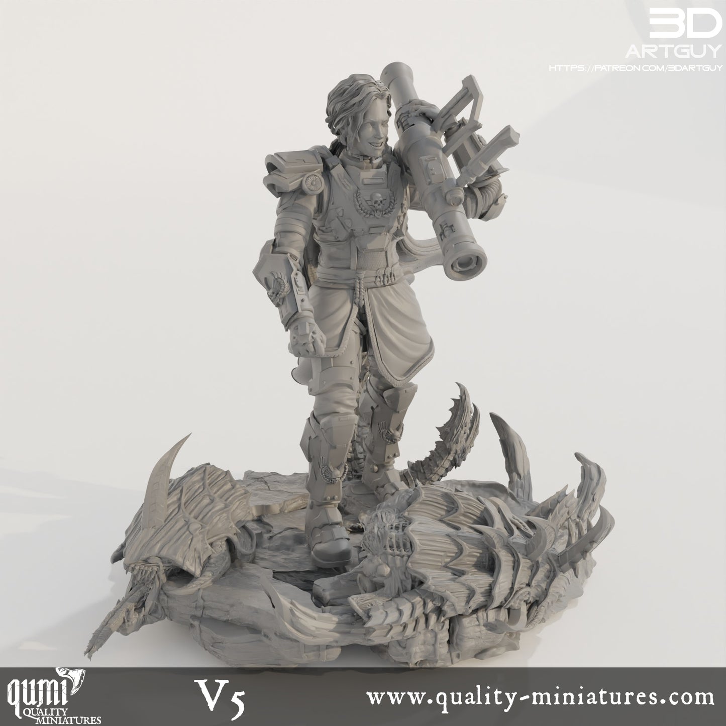 Super Earth Hero Walking - 32mm Tabletop RPG Mini - Qumi - 3D ArtGuy Quality Miniatures - Qumi