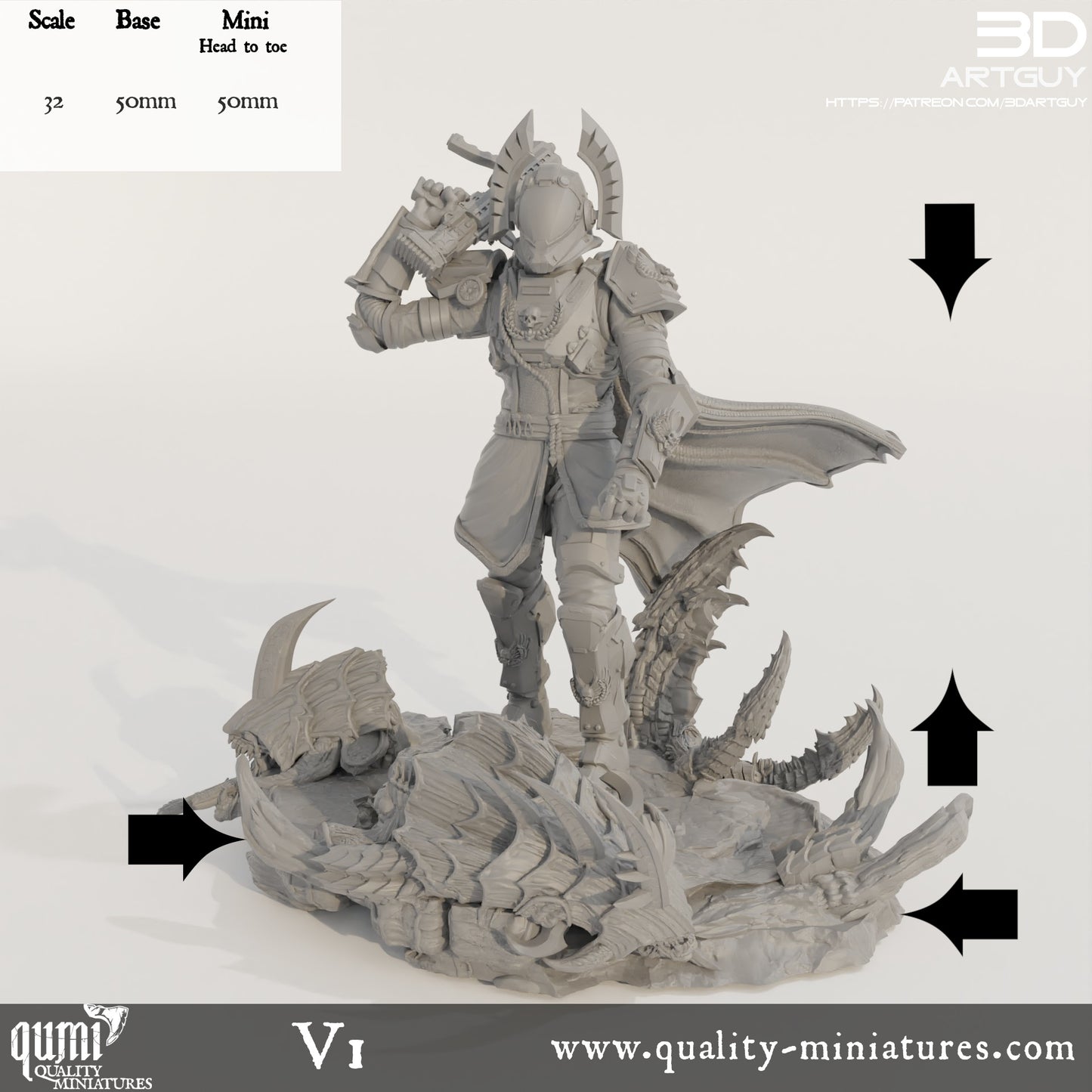 Super Earth Hero Walking - 32mm Tabletop RPG Mini - Qumi - 3D ArtGuy Quality Miniatures - Qumi