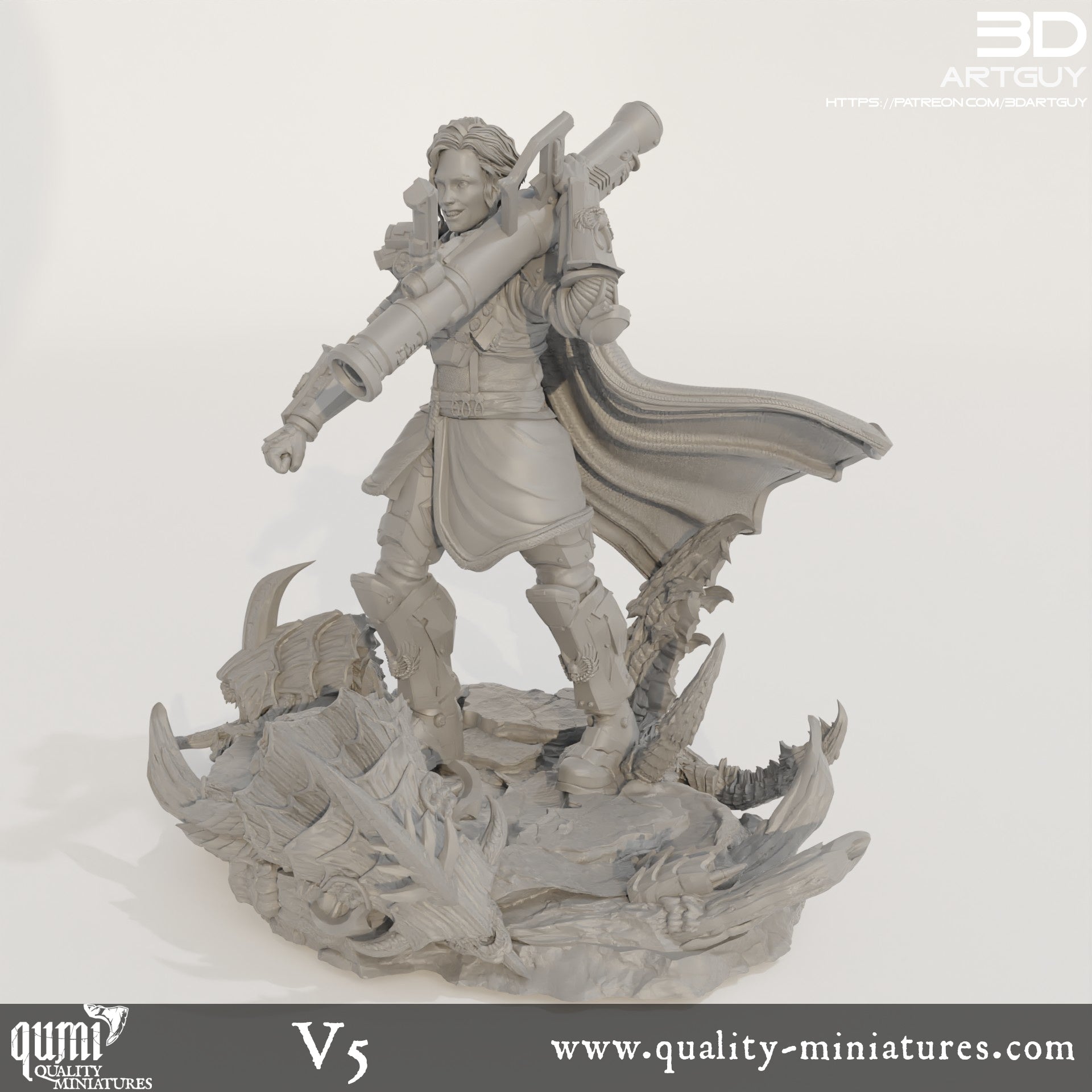 Super Earth Hero Walking - 32mm Tabletop RPG Mini - Qumi - 3D ArtGuy Quality Miniatures - Qumi