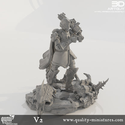 Super Earth Hero Walking - 32mm Tabletop RPG Mini - Qumi - 3D ArtGuy Quality Miniatures - Qumi