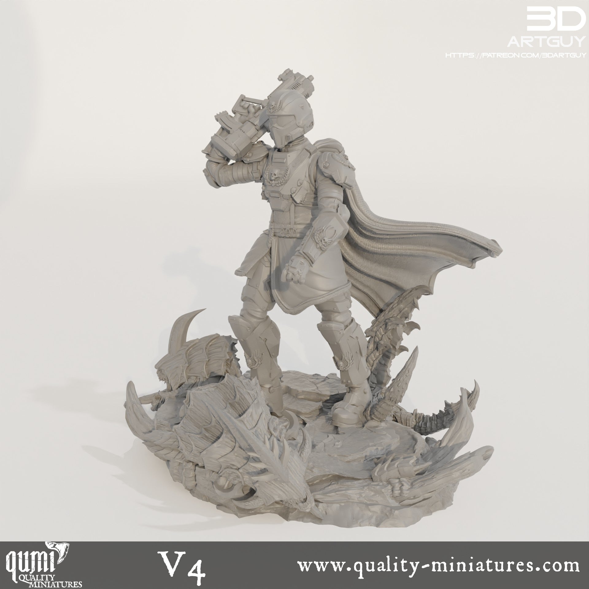 Super Earth Hero Walking - 32mm Tabletop RPG Mini - Qumi - 3D ArtGuy Quality Miniatures - Qumi