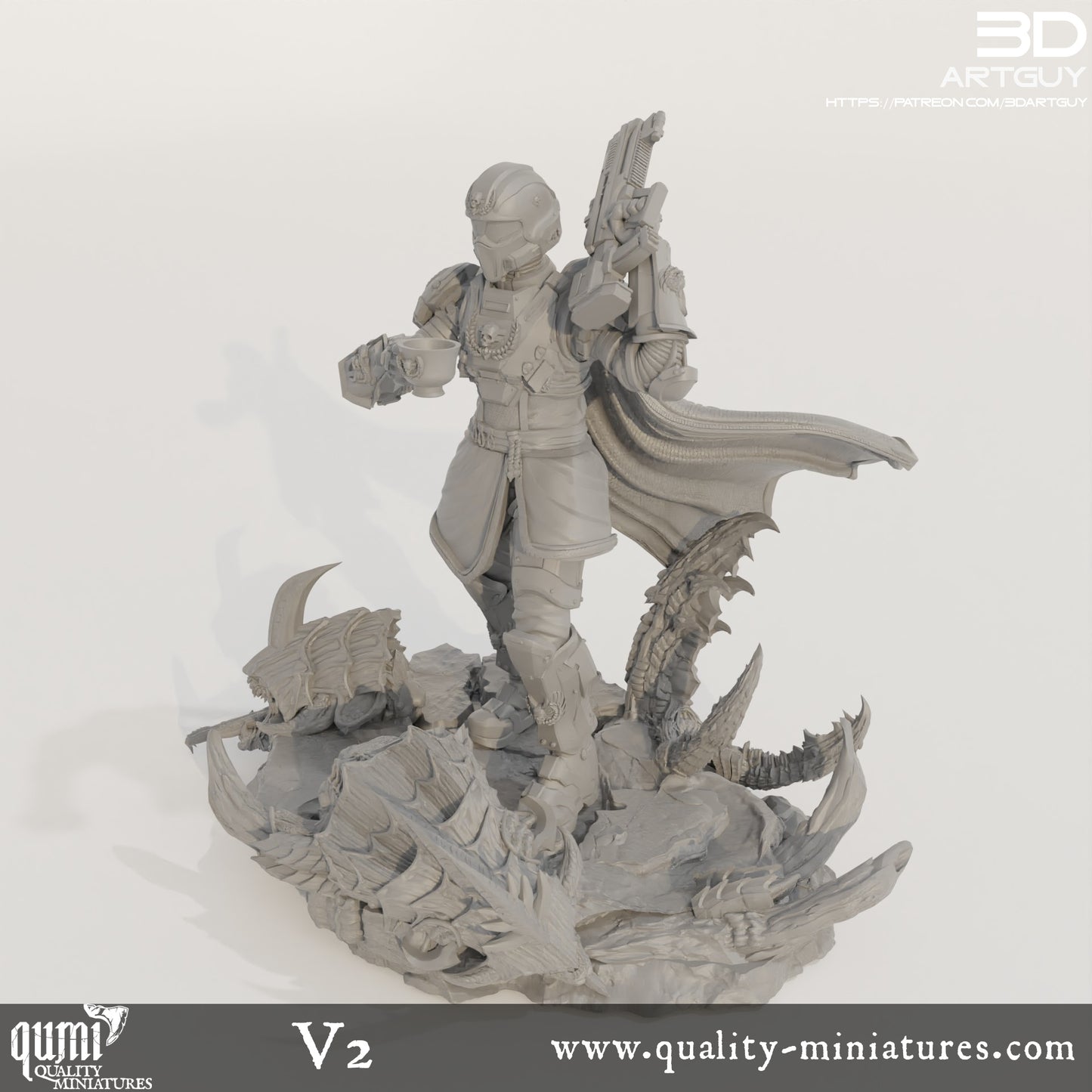 Super Earth Hero Walking - 32mm Tabletop RPG Mini - Qumi - 3D ArtGuy Quality Miniatures - Qumi