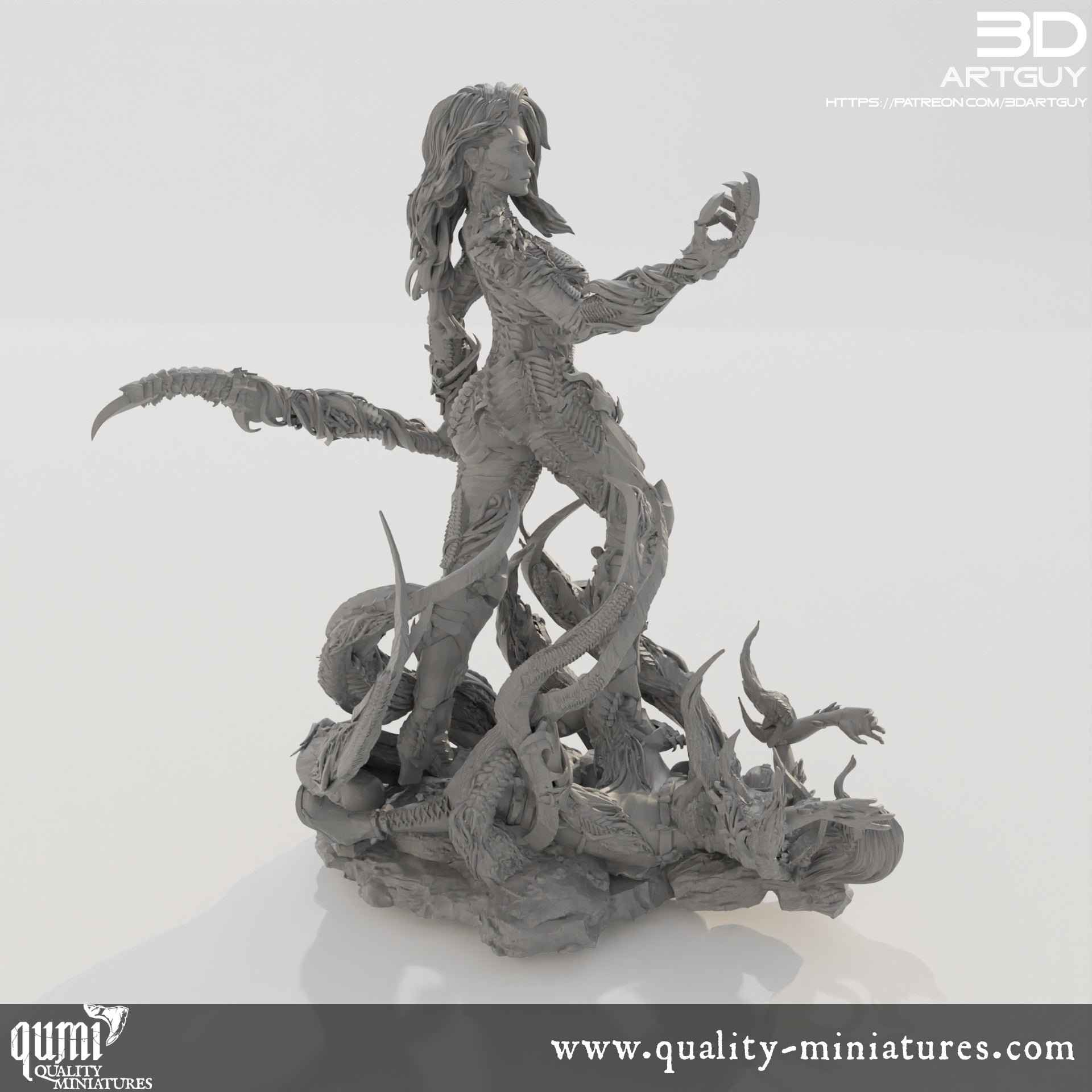 Supernatural Warrior Diorama - 32mm Tabletop RPG Miniature - Qumi - Quality Miniatures - Qumi - 28mm Maßstab, 28mm scale, 32mm Maßstab, 32mm scale, 3D printed wargaming accessories, tabletop miniatures