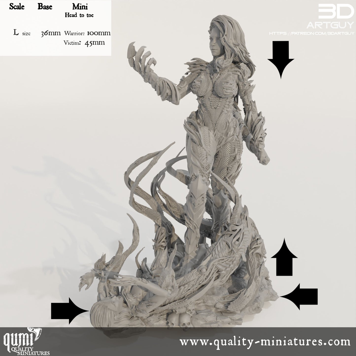 Supernatural Warrior Diorama - 32mm Tabletop RPG Miniature - Qumi - Quality Miniatures - Qumi - 28mm Maßstab, 28mm scale, 32mm Maßstab, 32mm scale, 3D printed wargaming accessories, tabletop miniatures