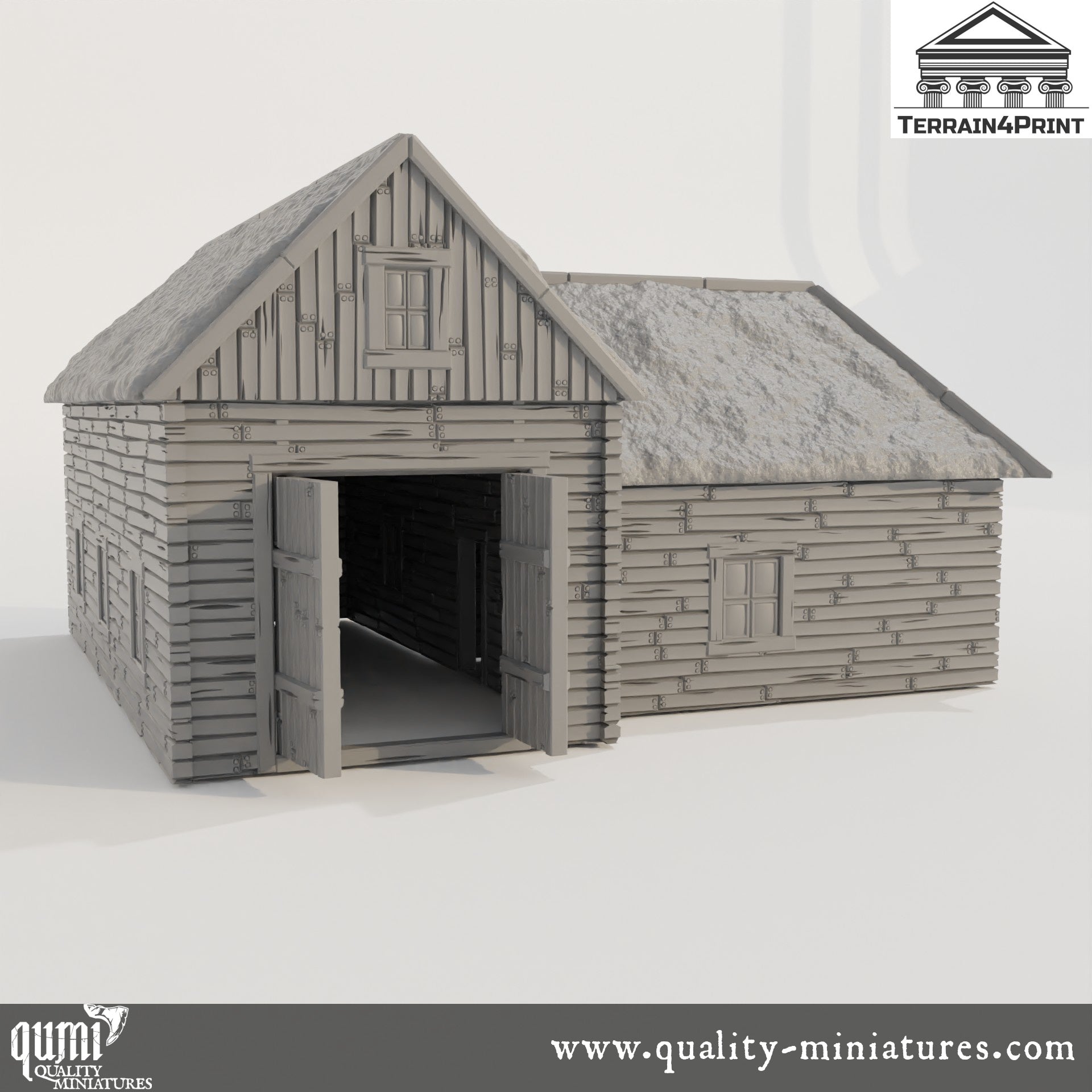 T Barn Hrimstead - Resin Print - Tabletop RPG Terrain - Terrain4Print - Qumi - Quality Miniatures - Qumi - 28mm Maßstab, 28mm scale, 32mm Maßstab, 32mm scale, 3D printed wargaming accessories, tabletop miniatures, tabletop scenery, tabletop terrain