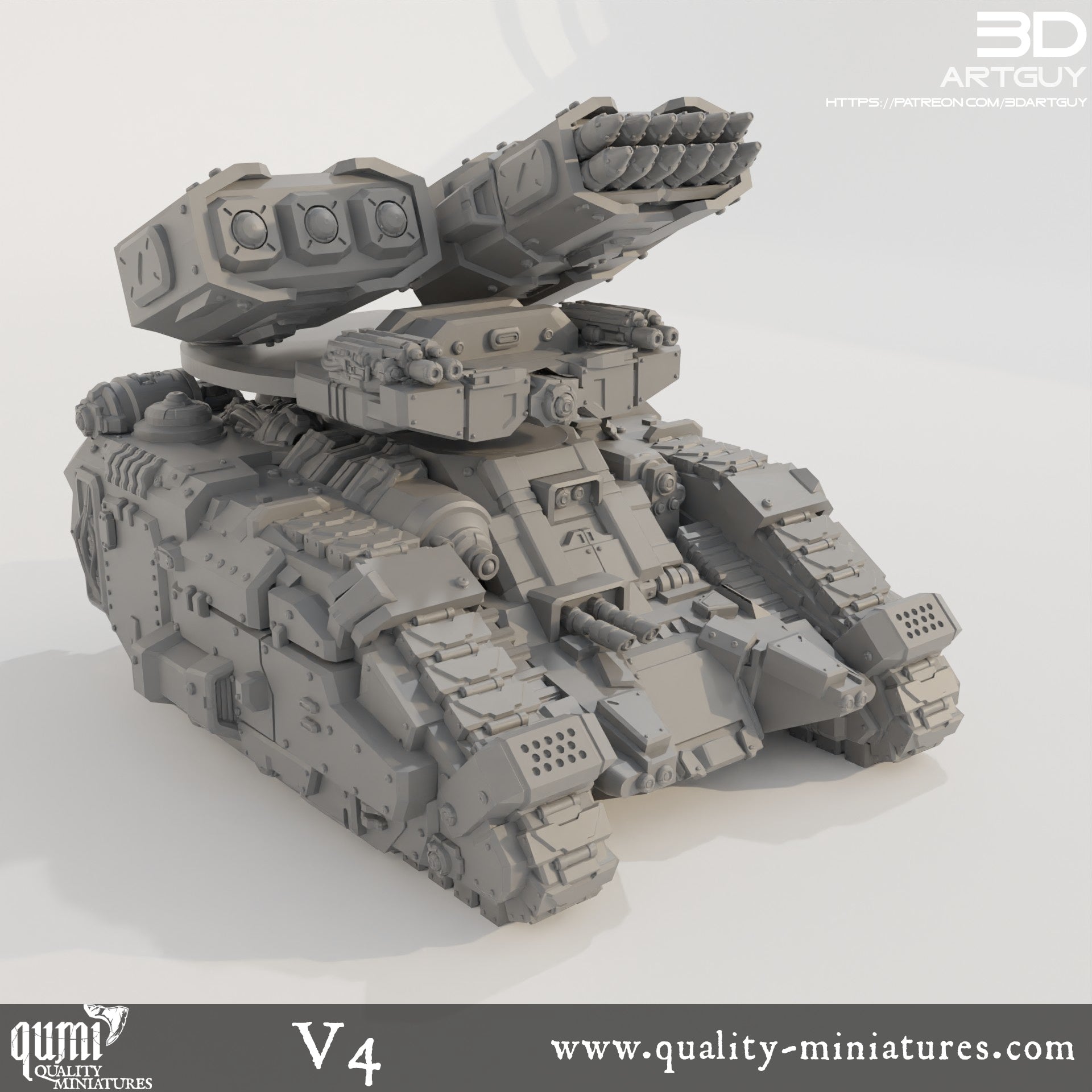 Tank - 32mm Tabletop RPG Miniature 3D Resin Printed Vehicle Quality Miniatures - Qumi