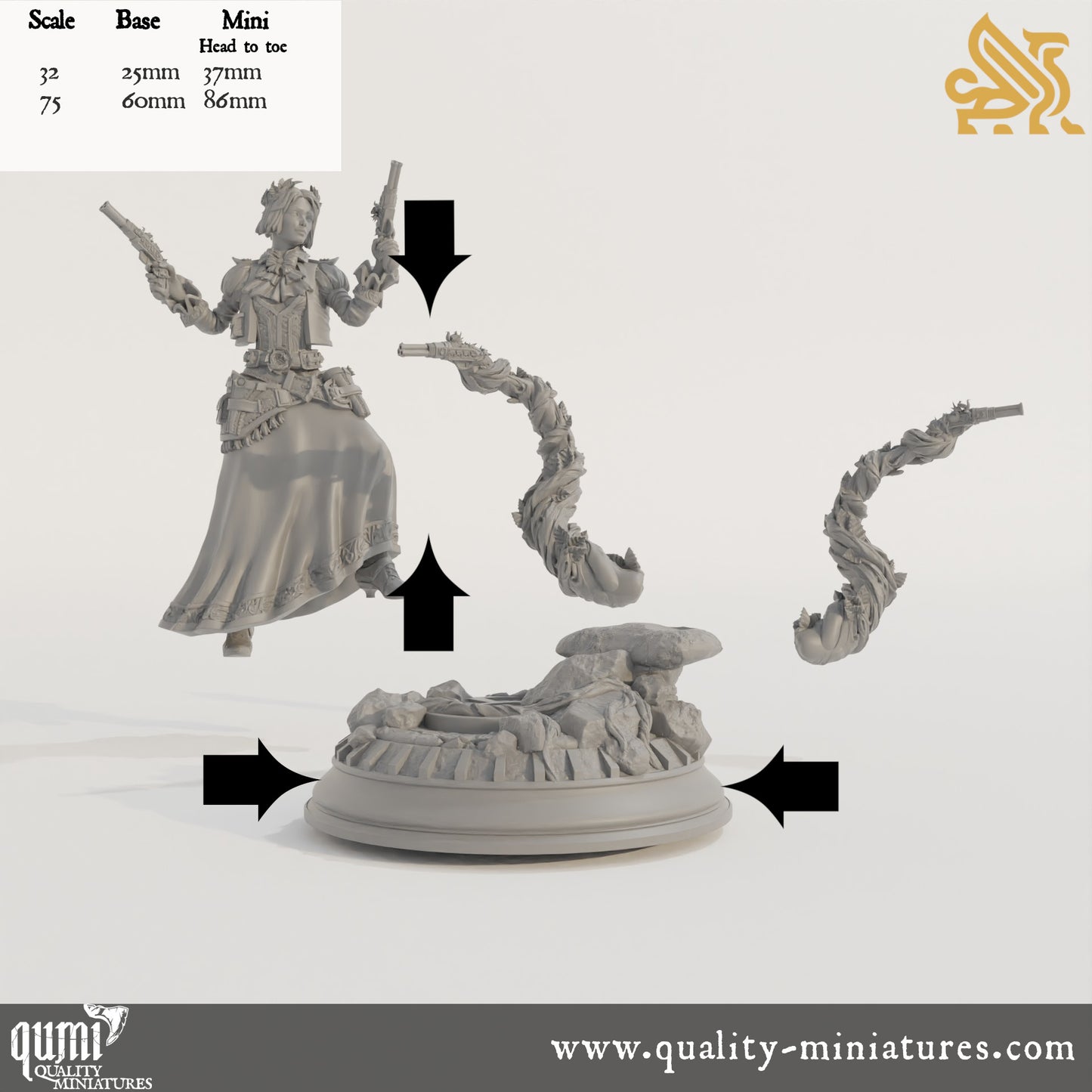 Tasmin Greaves - Druidic Gunslinger - 32mm 75mm Tabletop RPG Mini - Qumi - DM Stash Quality Miniatures - Qumi