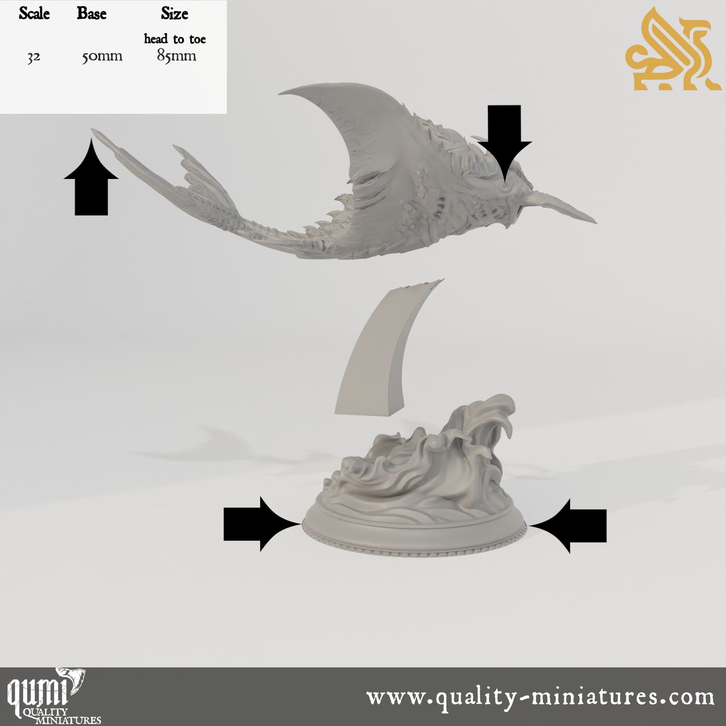 Tengaraya - Flying Sea Ray - 32mm Tabletop RPG Mini - Qumi - DM Stash