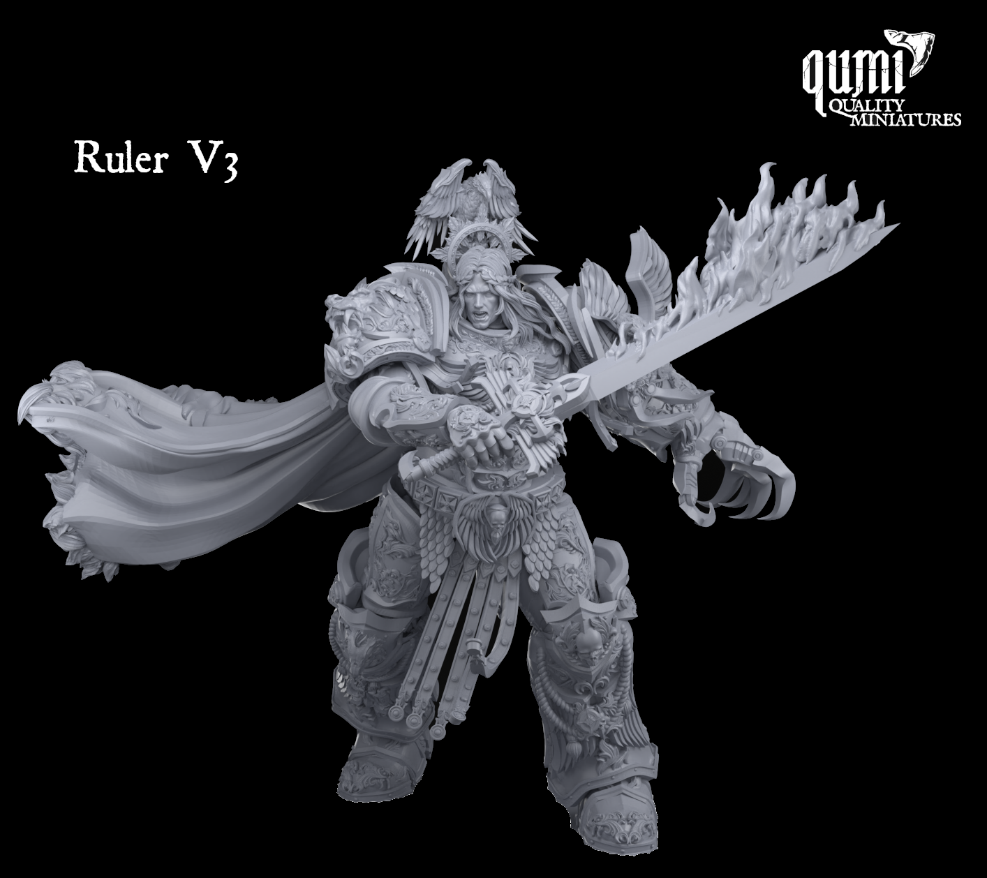 Terrain Space Warrior Emperor Lord Ruler  - 32mm Tabletop RPG Mini - Qumi - Quality Miniatures - Qumi