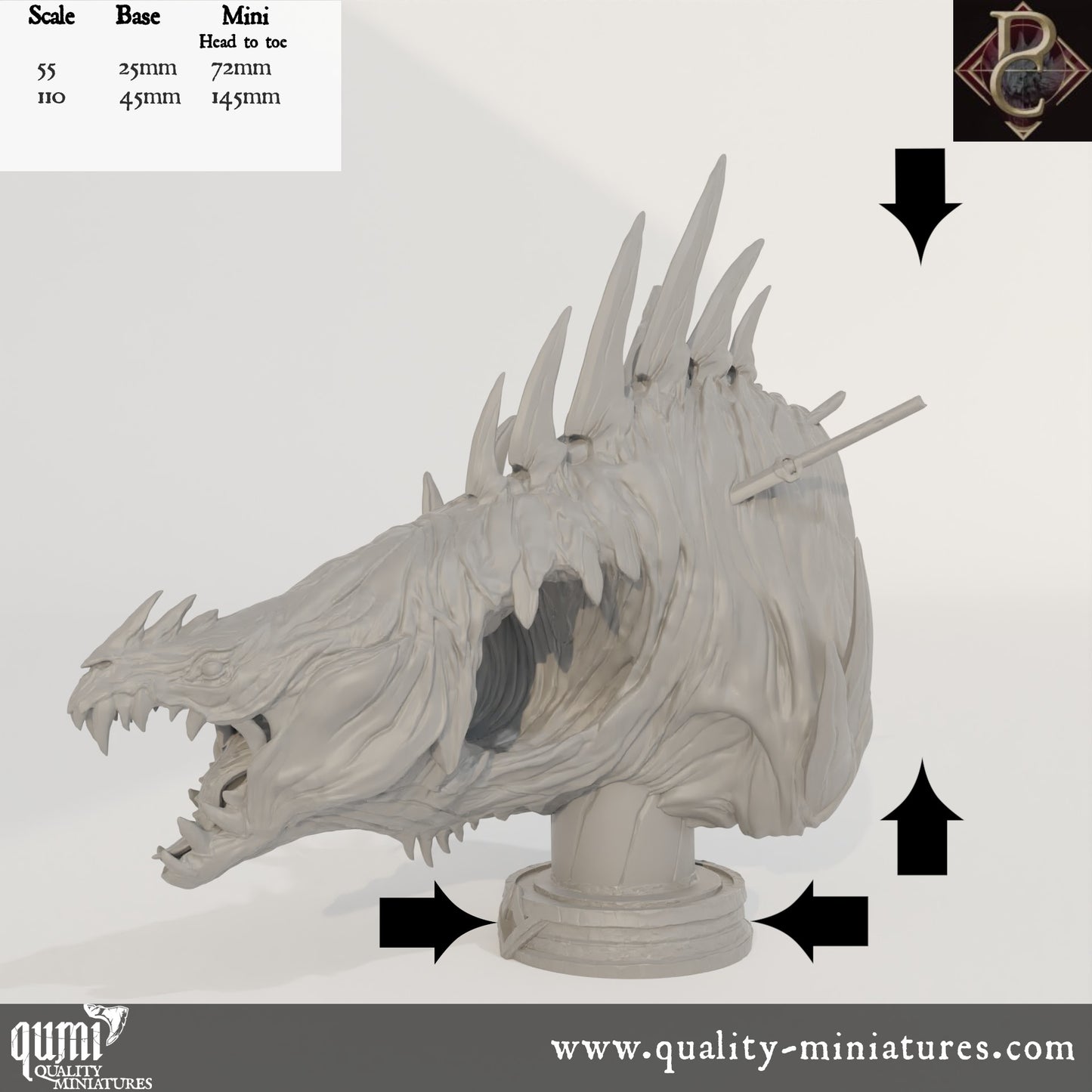 The Beast of Vaudange Bust - 32mm Tabletop RPG Mini - Qumi - Parasite Collectibles Quality Miniatures - Qumi