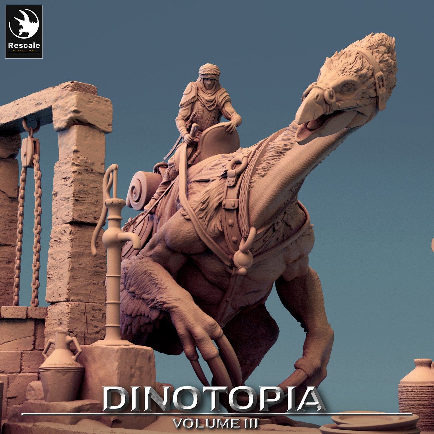 Therizinosaurus Drink - Dinotopia - 32mm Tabletop RPG Mini - Qumi - Rescale Miniatures Quality Miniatures - Qumi