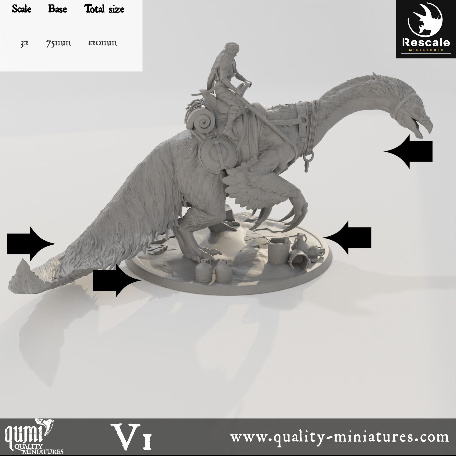 Therizinosaurus Drink - Dinotopia - 32mm Tabletop RPG Mini - Qumi - Rescale Miniatures Quality Miniatures - Qumi