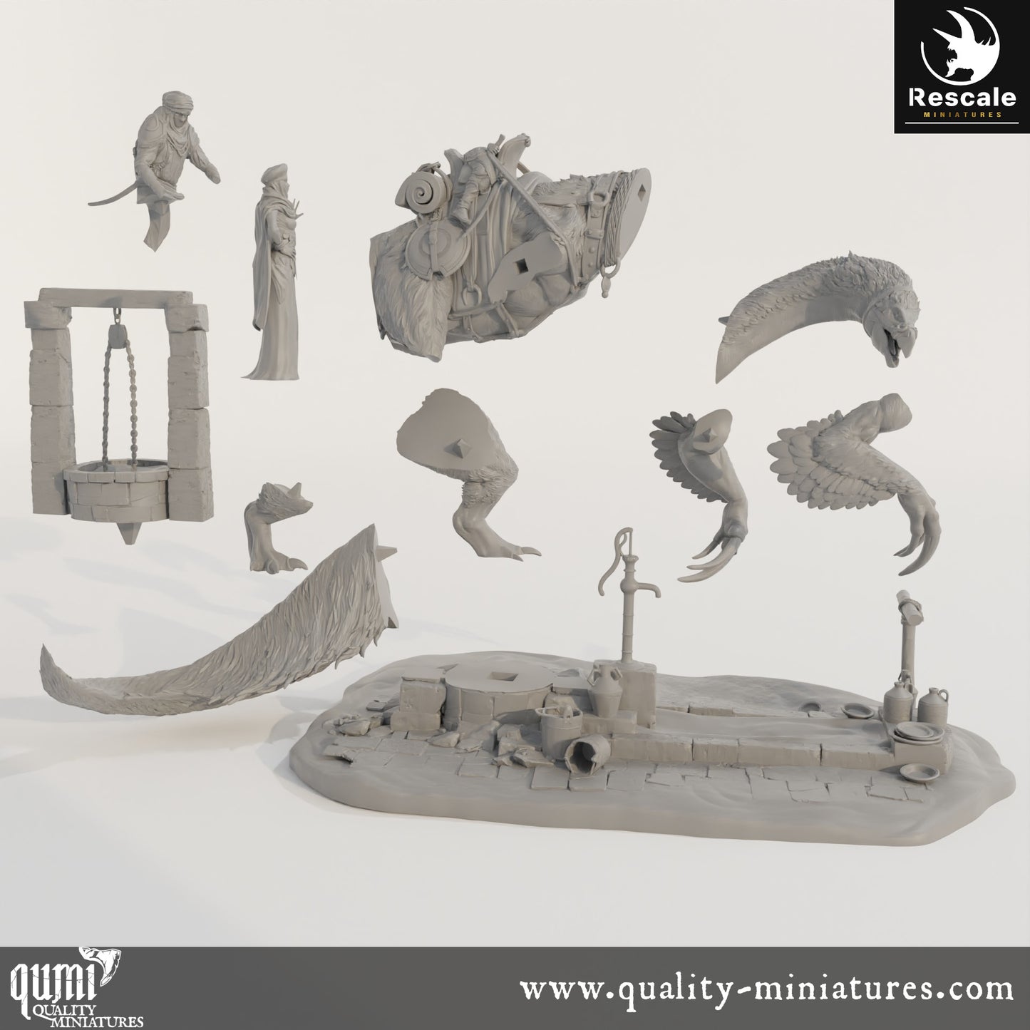 Therizinosaurus Drink - Dinotopia - 32mm Tabletop RPG Mini - Qumi - Rescale Miniatures Quality Miniatures - Qumi