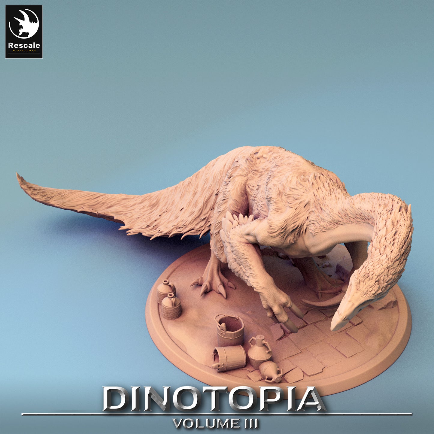 Therizinosaurus Drink Solo - Dinotopia - 32mm Tabletop RPG Mini - Qumi - Rescale Miniatures Quality Miniatures - Qumi