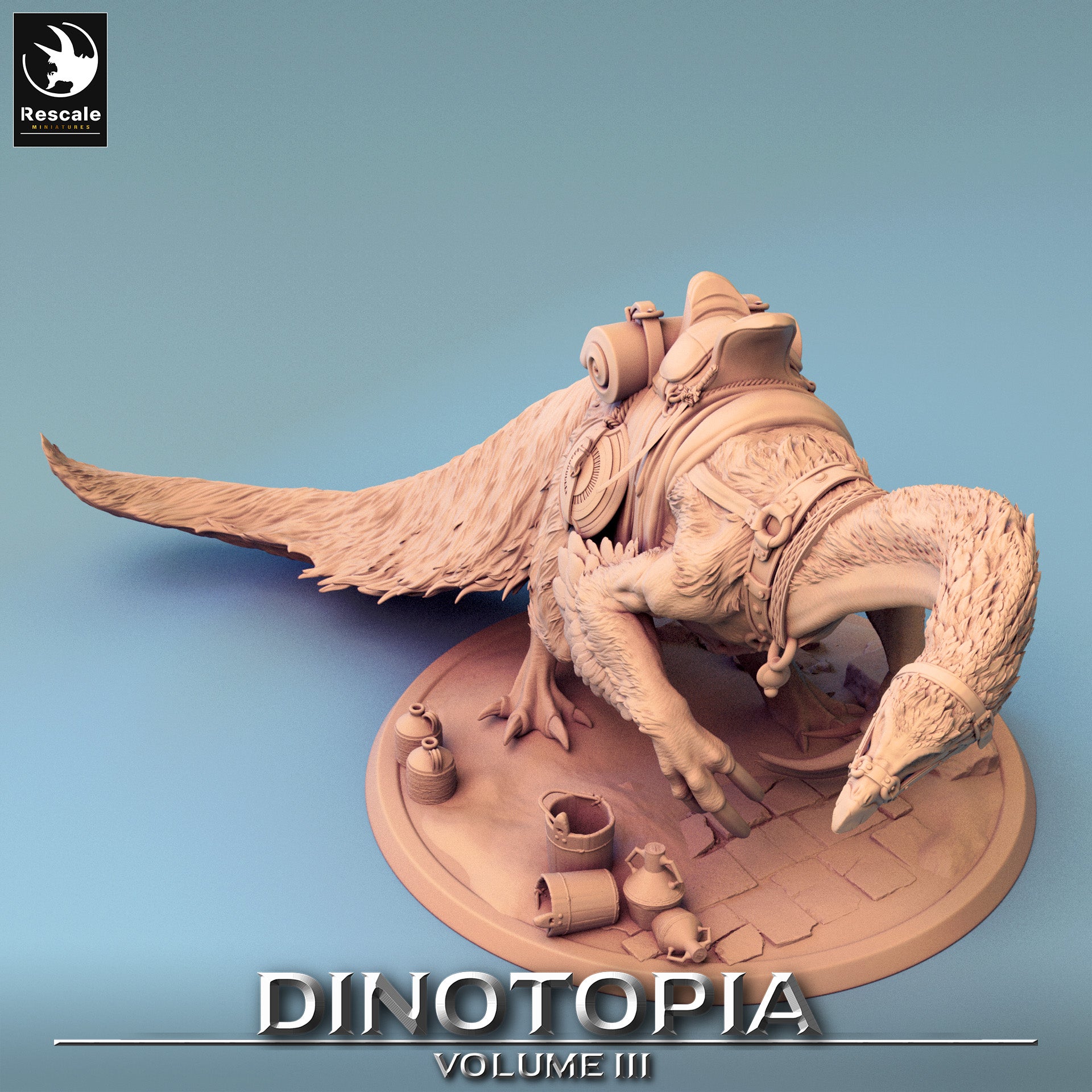 Therizinosaurus Drink Solo - Dinotopia - 32mm Tabletop RPG Mini - Qumi - Rescale Miniatures Quality Miniatures - Qumi