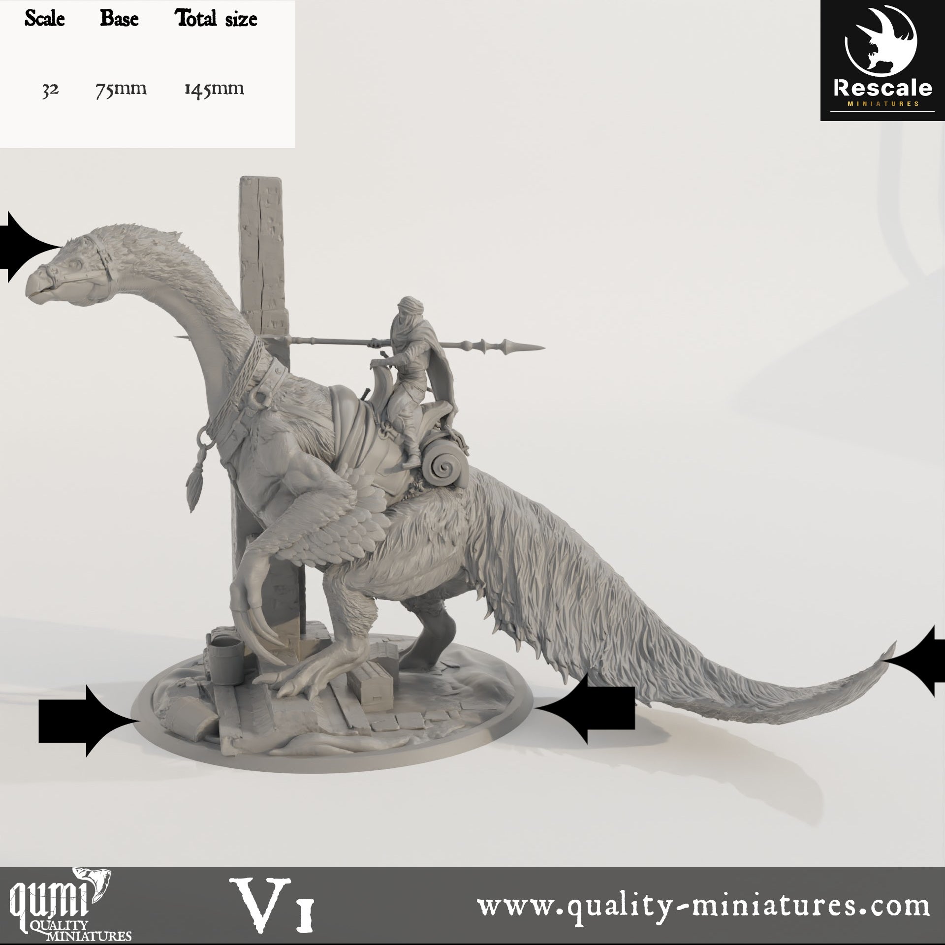 Therizinosaurus Tower Solo - Dinotopia - 32mm Tabletop RPG Mini - Qumi - Rescale Miniatures Quality Miniatures - Qumi