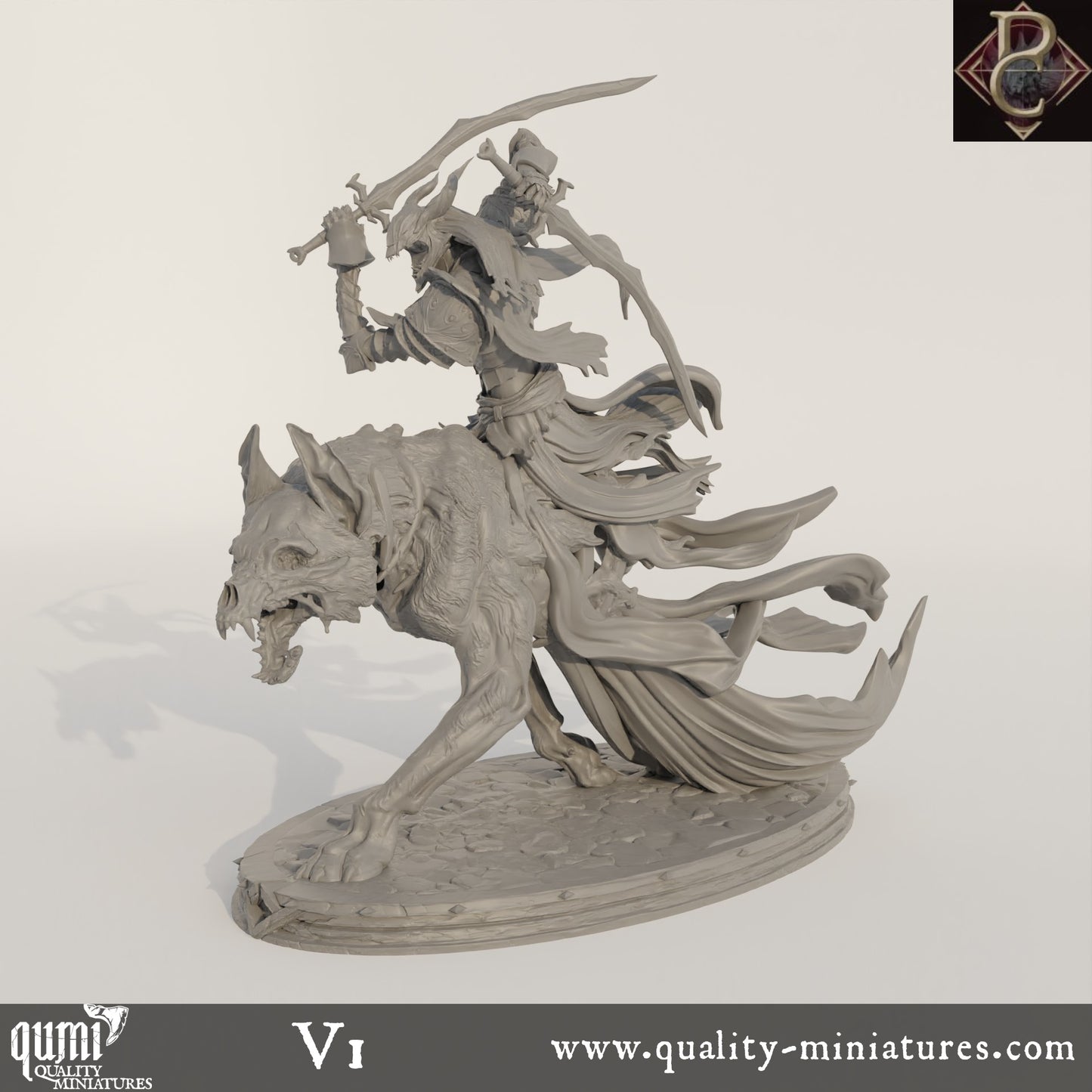 The Sorrow of Terrimor Wolf - 32mm - Xl size Tabletop RPG Mini - Qumi - Parasite Collectibles