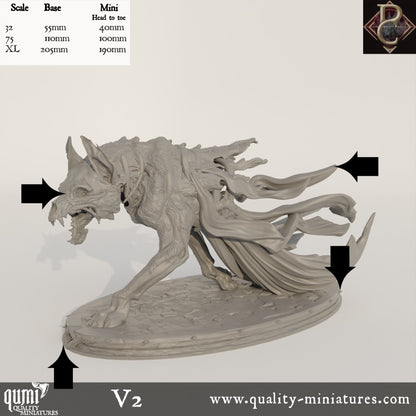 The Sorrow of Terrimor Wolf - 32mm - Xl size Tabletop RPG Mini - Qumi - Parasite Collectibles