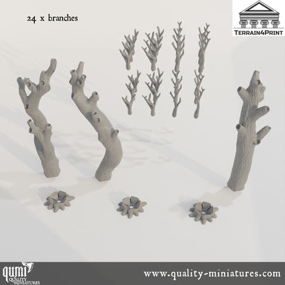 Tree Trunks Drilled - Deep Forest - Resin Print - Tabletop RPG Terrain - Terrain4Print - Qumi Quality Miniatures - Qumi