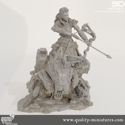 Tribal Warrior Diorama - Tabletop RPG Mini - Size L - Qumi Quality Miniatures - Qumi