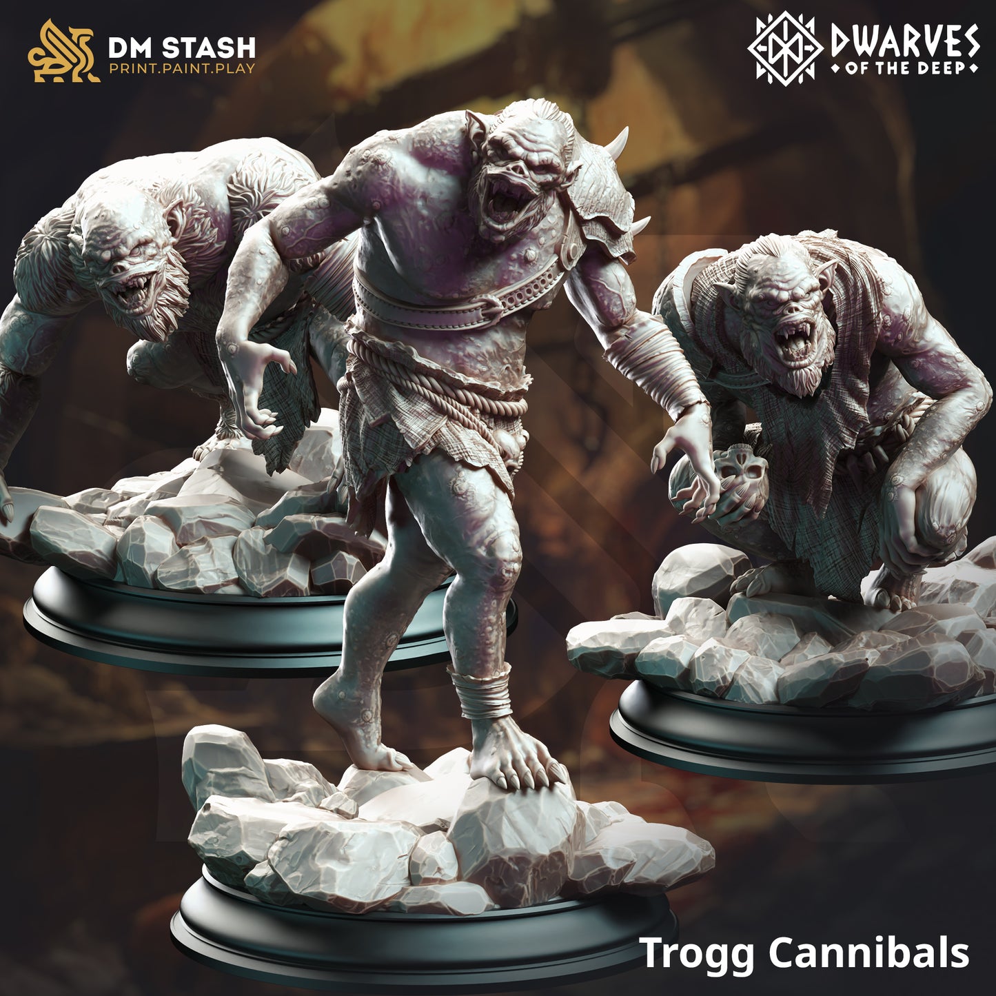 Trogg Cannibals - 32mm 75mm Tabletop RPG Mini - Qumi - DM Stash