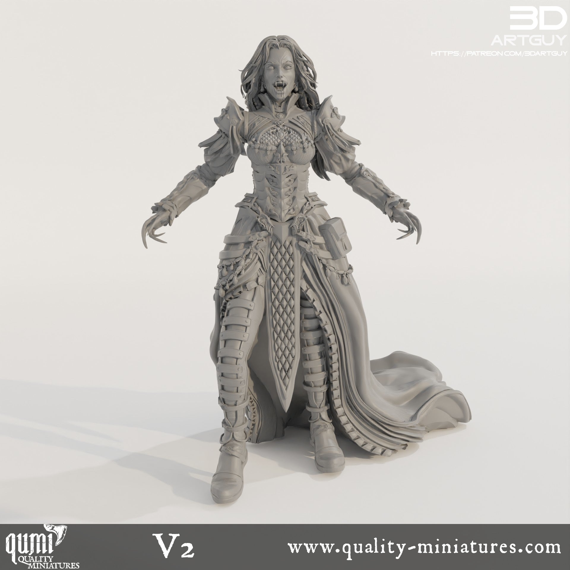 Vampiress - 32mm Tabletop RPG Mini - Qumi Quality Miniatures - Qumi