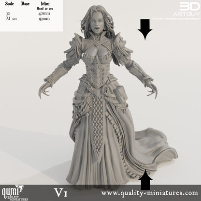 Vampiress - 32mm Tabletop RPG Mini - Qumi Quality Miniatures - Qumi