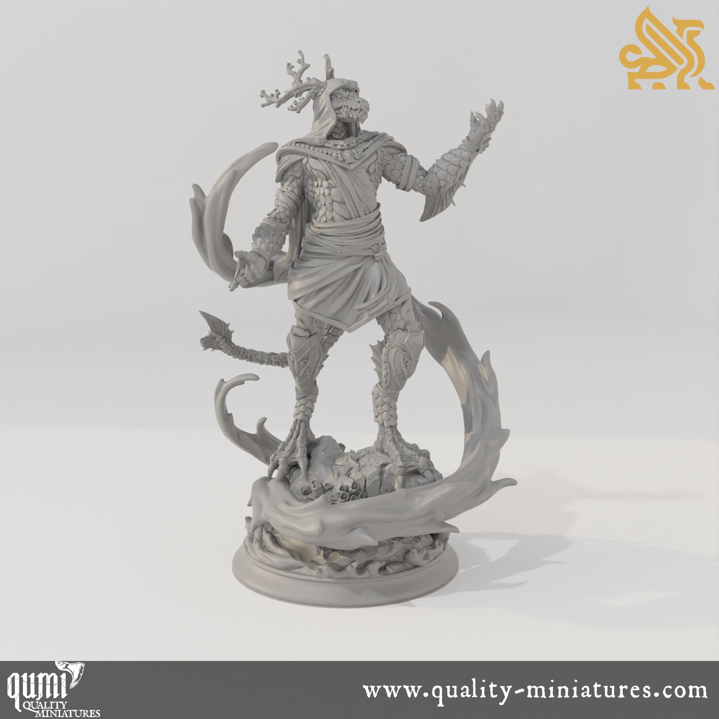 Voskathar - Dragonborn of the Tides - 32mm 75mm Tabletop RPG Mini - Qumi - DM Stash