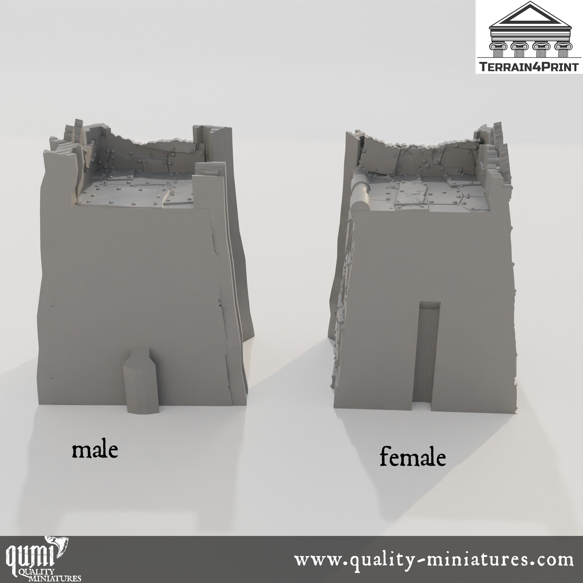 Walls - Rivet City - Resin Print - Tabletop RPG Terrain - Terrain4Print - Qumi Quality Miniatures - Qumi