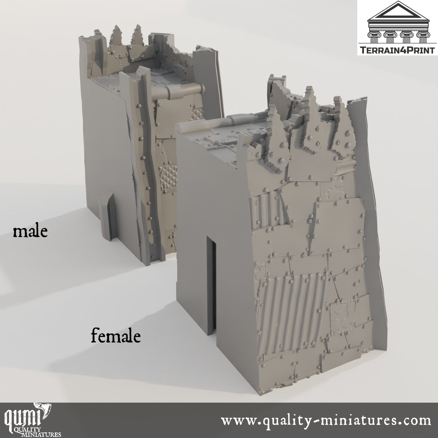 Walls - Rivet City - Resin Print - Tabletop RPG Terrain - Terrain4Print - Qumi Quality Miniatures - Qumi