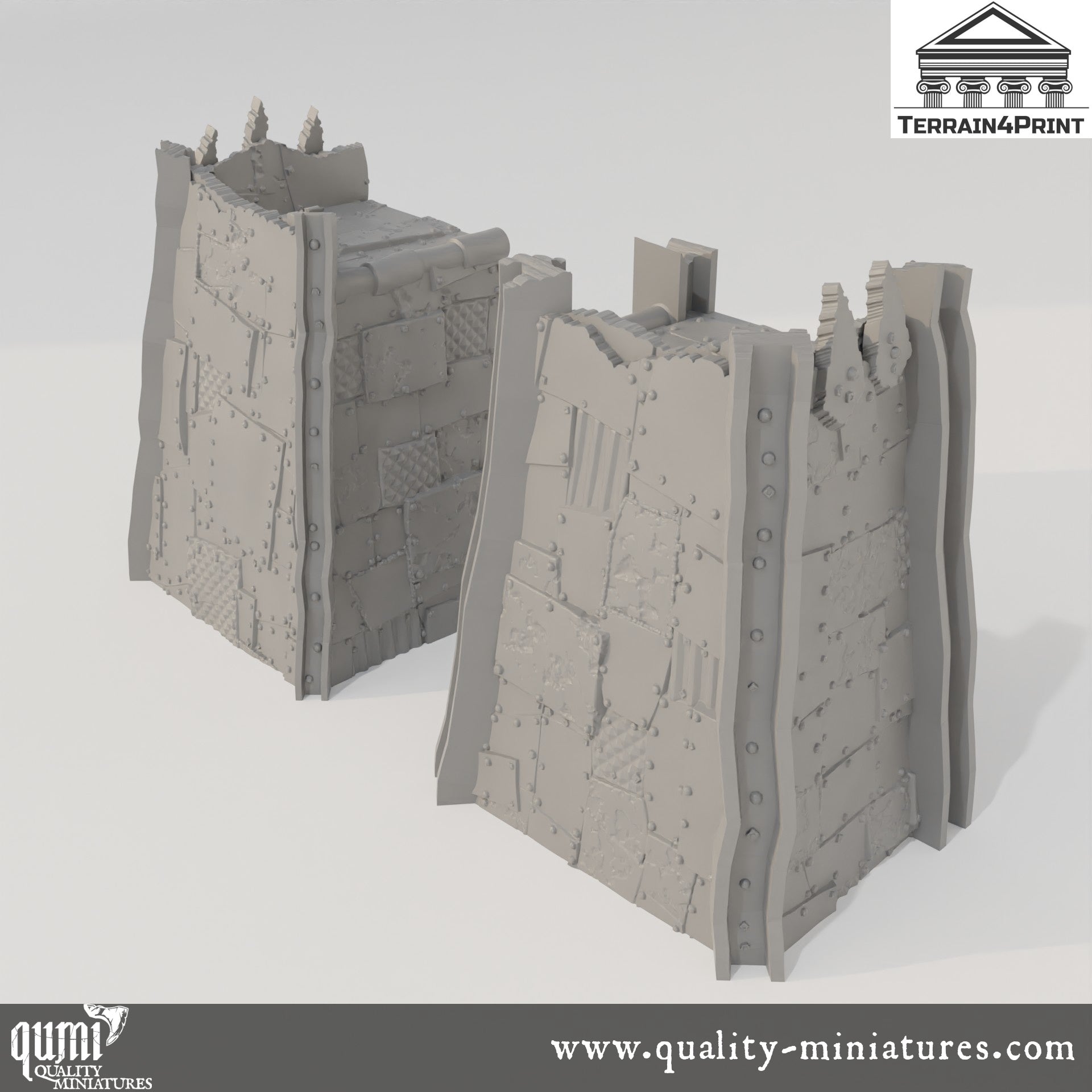 Walls - Rivet City - Resin Print - Tabletop RPG Terrain - Terrain4Print - Qumi Quality Miniatures - Qumi